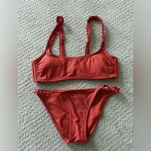 Xhilaration Coral Ribbed Bikini Set